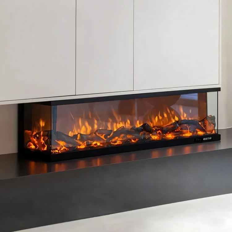 3D 1200mm 3-Sided Fireplace with Water Tank, Realistic LED Flame Heater for Home & Living Room