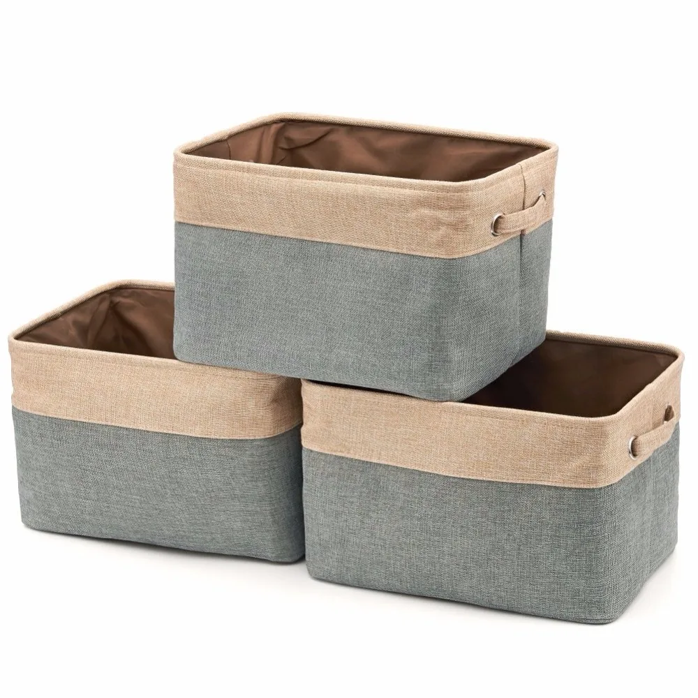 

Foldable Linen Cotton Storage Basket Japanese Style Dirty Clothes Storage Laundry Basket Sundries Organizer (3pcs/Lot)