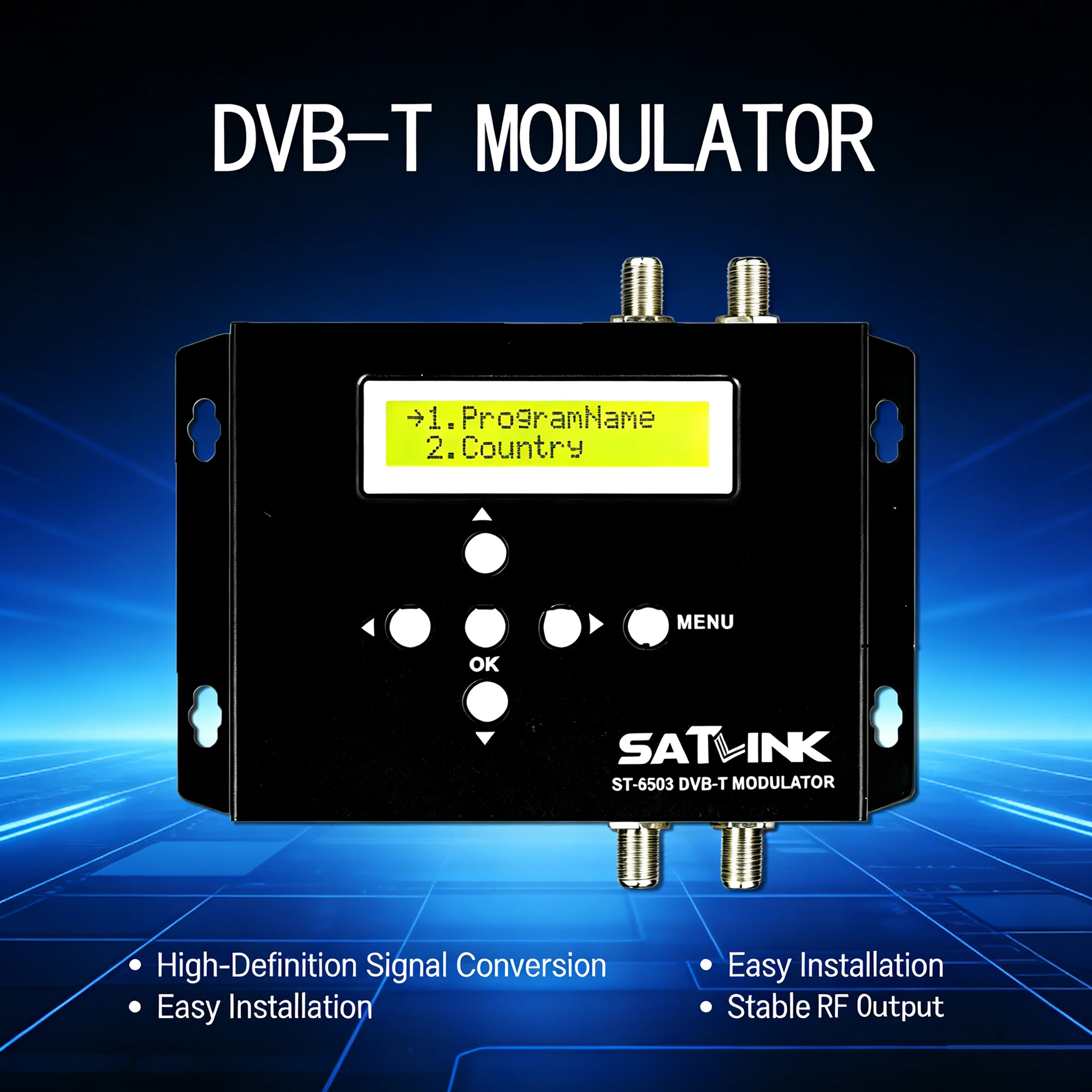 

Конвертер-модулятор DVB-T HD в RF для цифрового наземного телевидения (MPEG4/H.264)