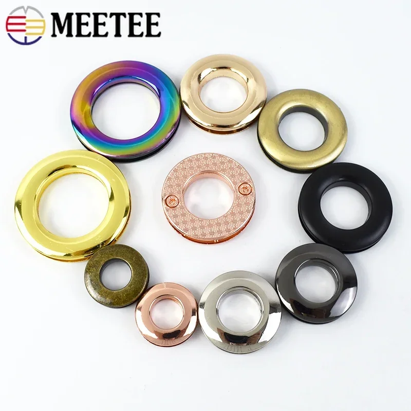 5/10Pcs Meetee Metal Screw Back Eyelets with Washer Grommets Rings Buckles for Bag Garment Shoes Leather Craft Accessories