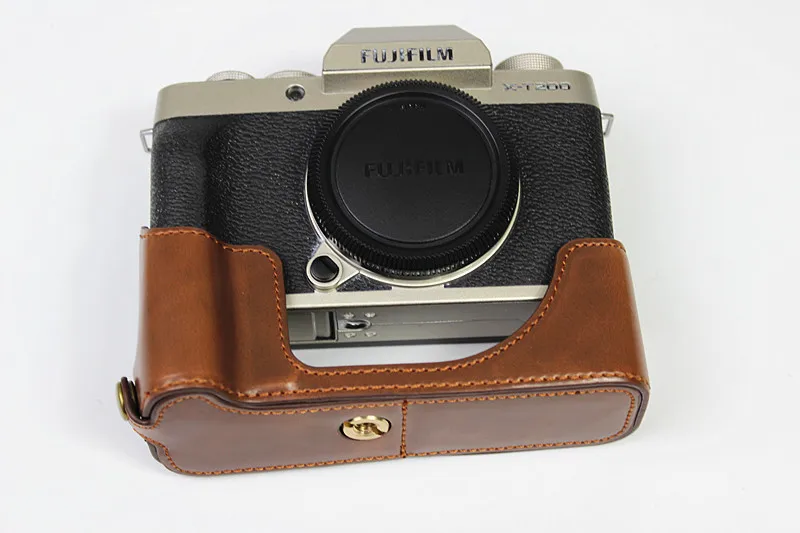 Kamera video tasche pu leder fall halbkörper basis schutz für fujifilm X-T200 fuji xt200 schützende öffnung boden abdeckung