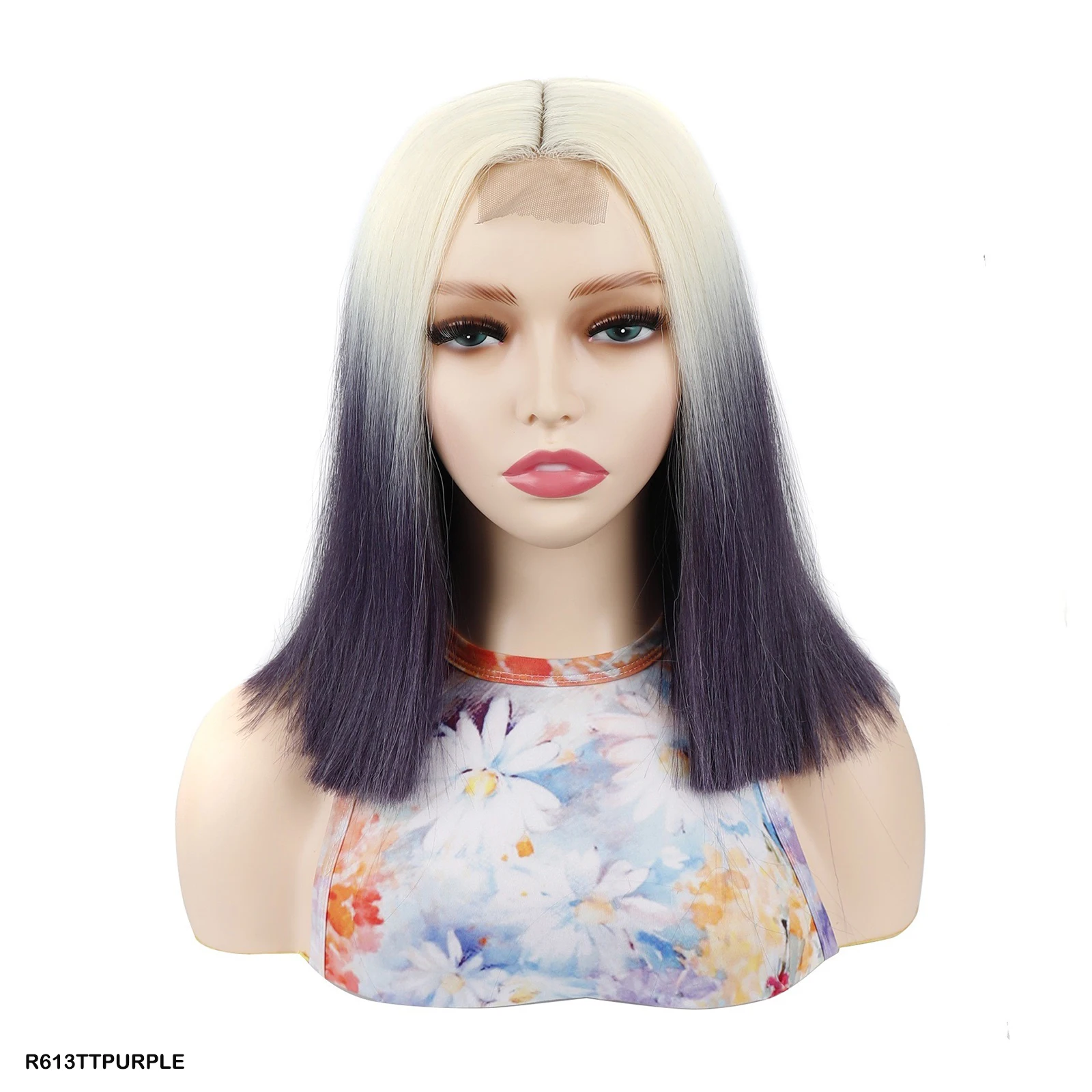 Short Straight Synthetic Wig for Women Trendy Middle Part Multiple Ombre Color Wigs Natural Look for Party Daily Cosplay Stylish