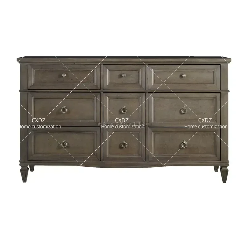 No 9 Craftsman High End Furniture Customization Classical Retro Casual Solid Wood Bucket Cabinet Drawer Storage Side Cabinet