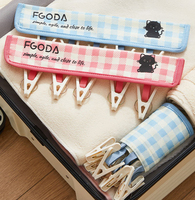 Cartoon Travel Clothes Hanger Non-slip 5/10 Clips Hanging Clothes Clips Space Saving Detachable Portable Clothes Drying Rack