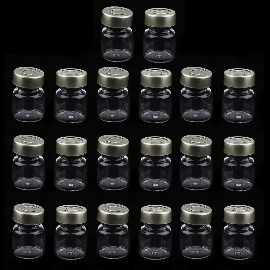 20PCS 3ml/5ml/10ml Empty Mini Empty Glass Sealed Vials Disposable Bottles For Liquid Oils Cosemtic Container For Salon Home