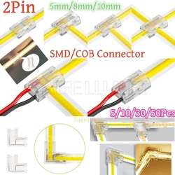 5/10/30/50Pcs 2Pin 5mm/8mm/10mm SMD Cob w kształcie litery L listwy Led bez lutowania narożnik łatwo podłączyć SMD COB uniwersalne złącza