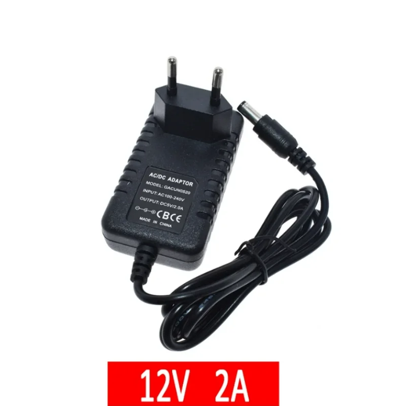 AC to DC Power Adapter, 100-240V, 5V, 9V, 12V, 1A, 2A, 3A, 0.5A, EU Plug, 5.5mm x 2.5mm, Micro USB for Arduino