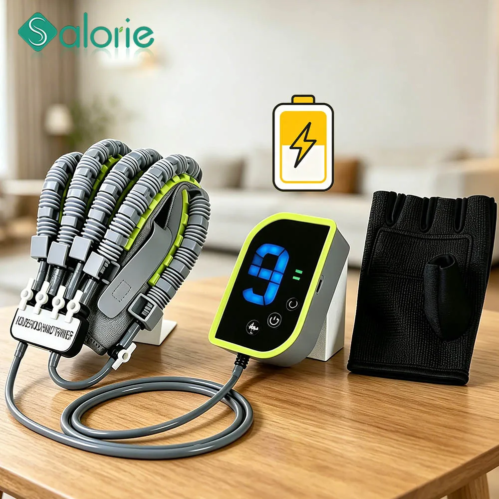 Rechargeable Pneumatic Rehabilitation Robot Glove , Intelligent 9-level Intensity Adjustable Mirror Finger Training Hand Trainer
