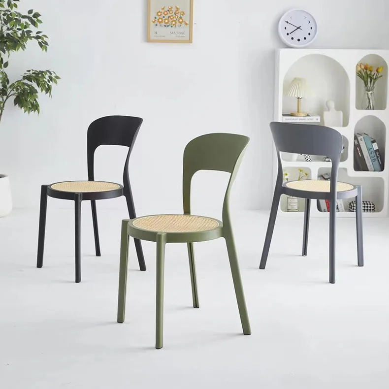 Plastic Chair Home Dining Chair Rattan Chairs Restaurant Modern Simple Fashion Creative Backrest Stool Nordic Chairs
