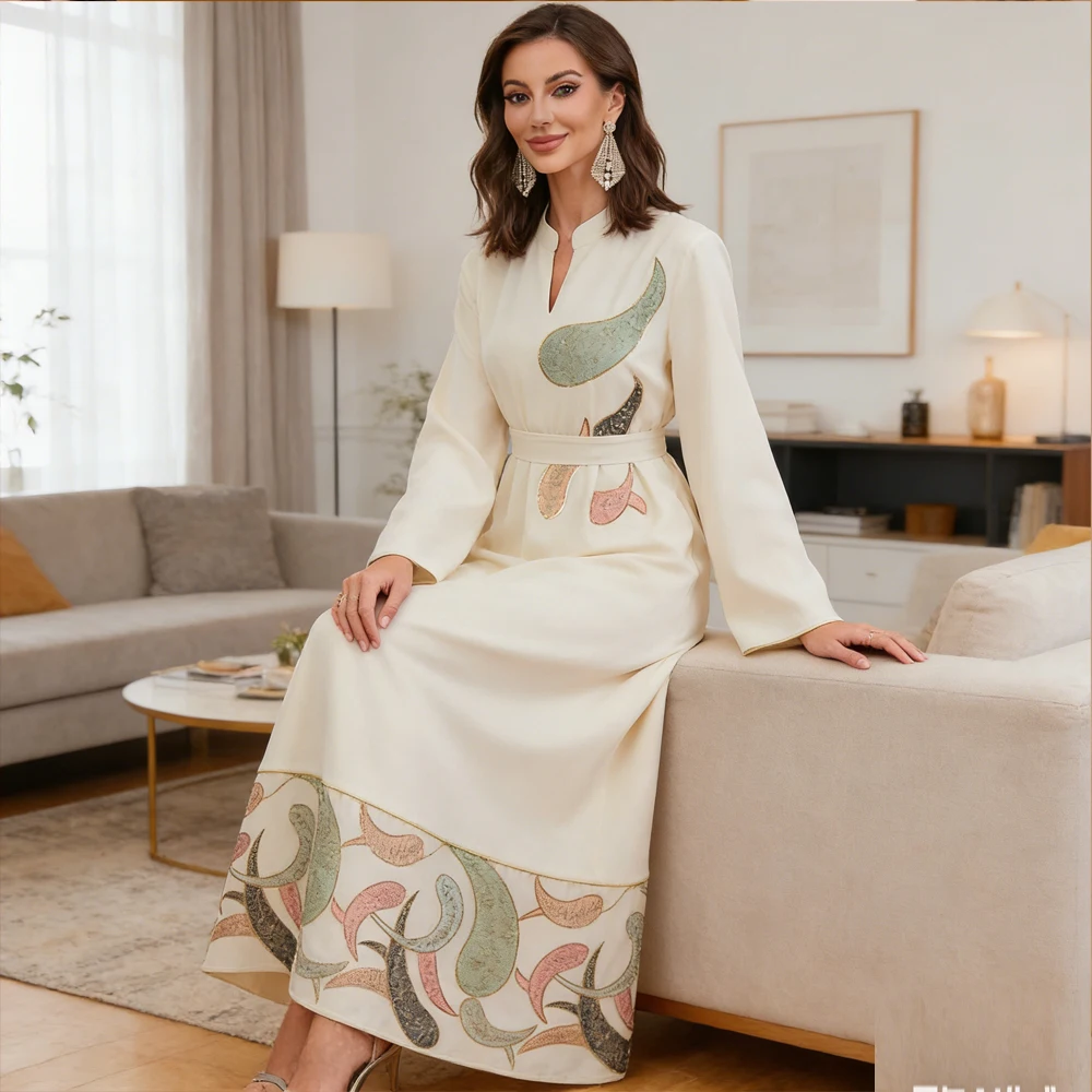 

Ramadan Abaya Dubai Kaftan Women Muslim Maxi Dress Embroidery Caftan Marocain Femme Robe Kebaya Islam Jalabiya Vestidos Djellaba