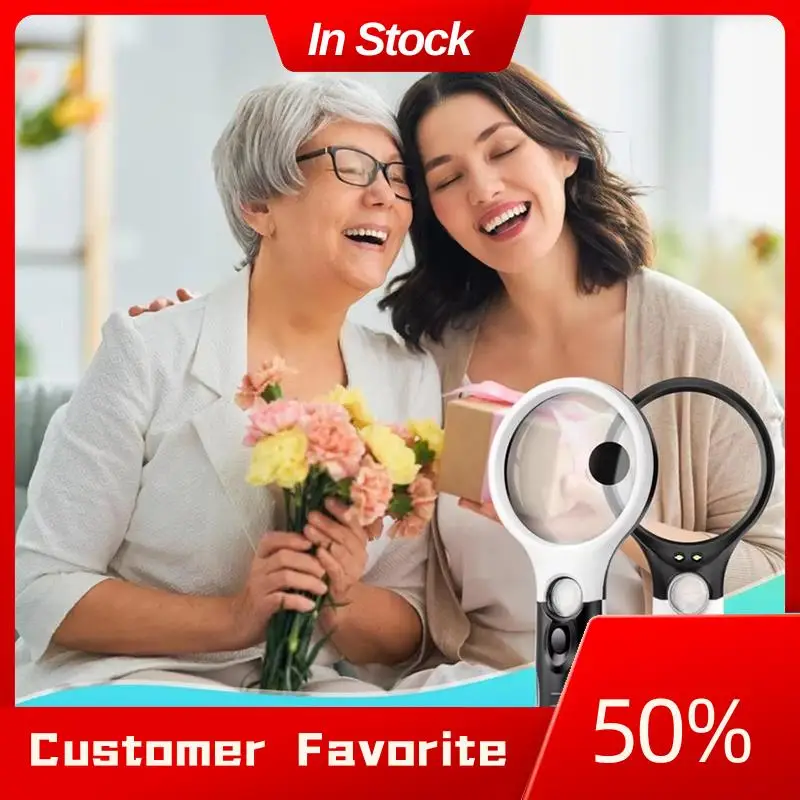 Leitor de ampliação 45X mais poderoso superior AT03 com iluminação LED, lente portátil para leitura e lupa de joias