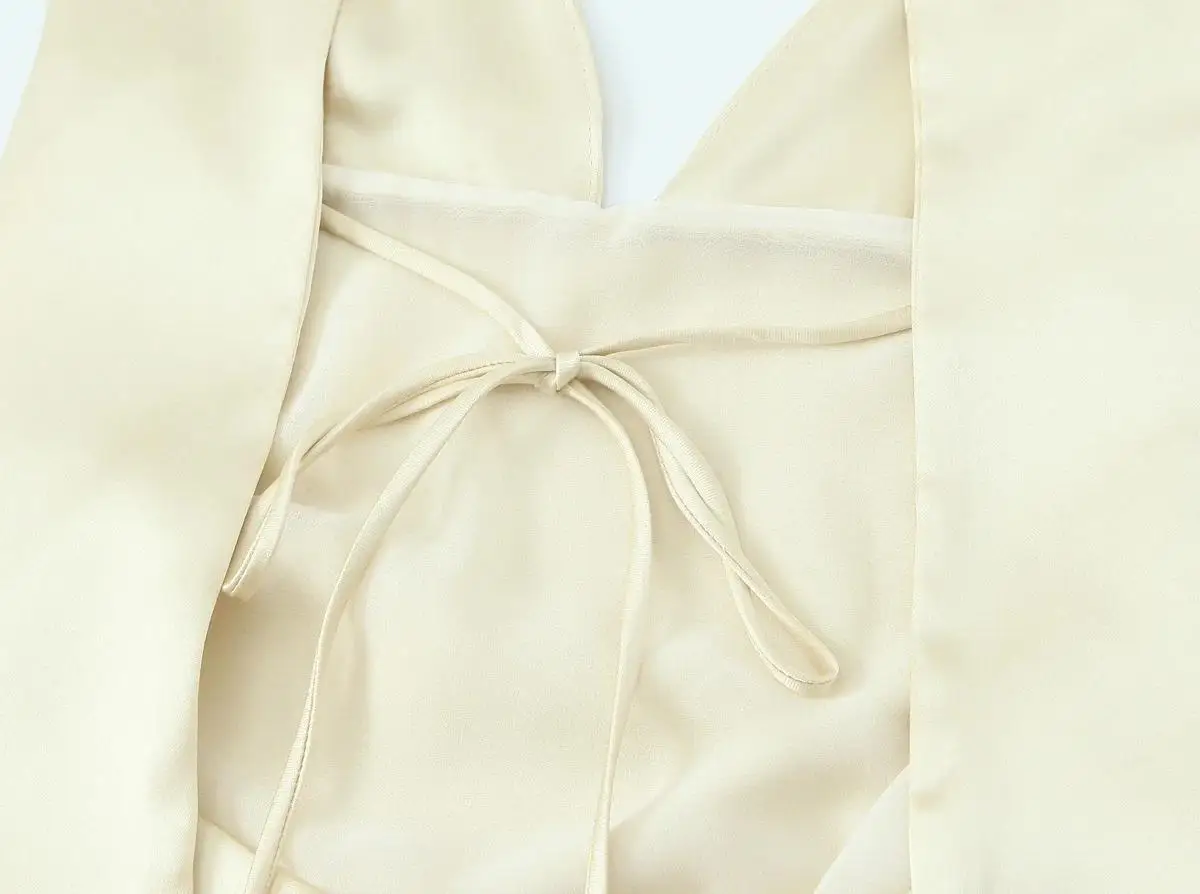 Summer Scarf Spliced Spaghetti Strap Maxi Dress Women Sleeveless V-neck Back Long Dresses