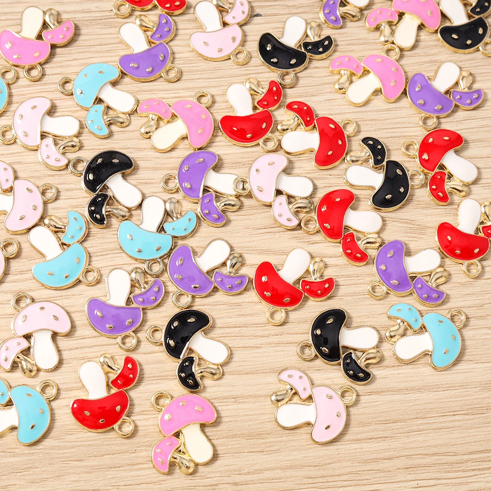Tusember 20 Stück 18 x 20 mm niedliche Kawaii-Pilz-Anhänger für handgefertigte Ohrringe, Armbänder, Halsketten, DIY-Schmuckherstellungszubehör – Detail 1