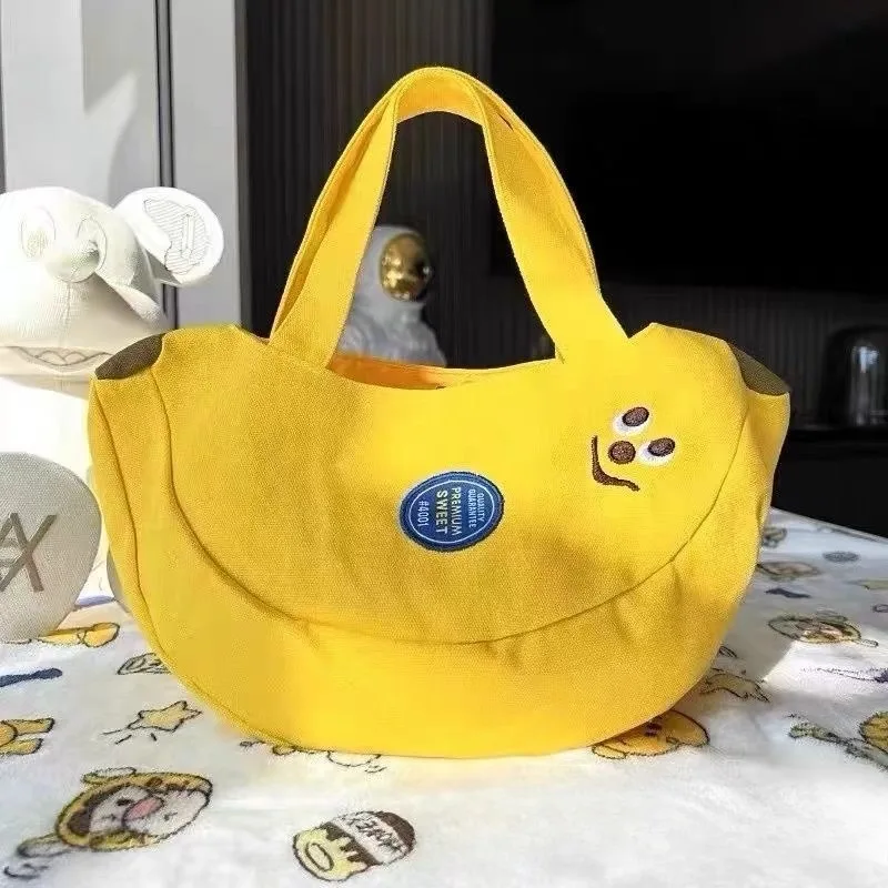 Cute Cartoon Embroidered Canvas Bag for Office Workers Handbags for Outing Mothers Handbags for Miscellaneous Items Small Bags