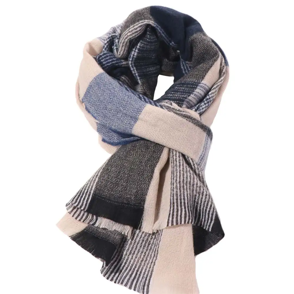 

Fashion Korean Men's Plaid Scarf Casual Thicken Winter Plaid Scarf Long Warm Checkered Scarf Males
