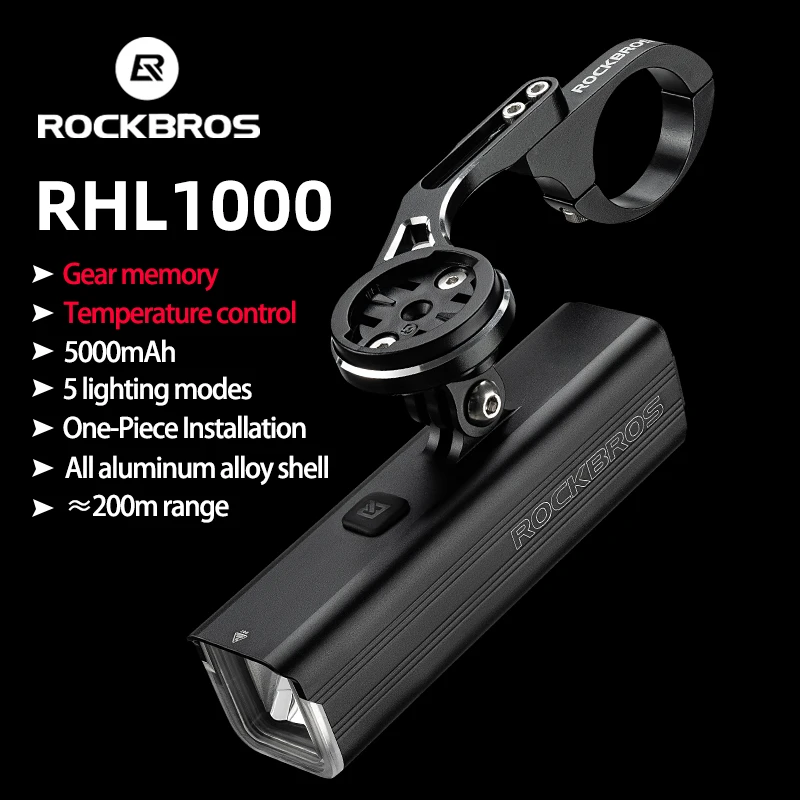ROCKBROS Bike przednie światła IPX6 przeciwdeszczowe type-c rower elektryczny światło 1000lm reflektor rowerowy LED latarka MTB lampa rowerowa