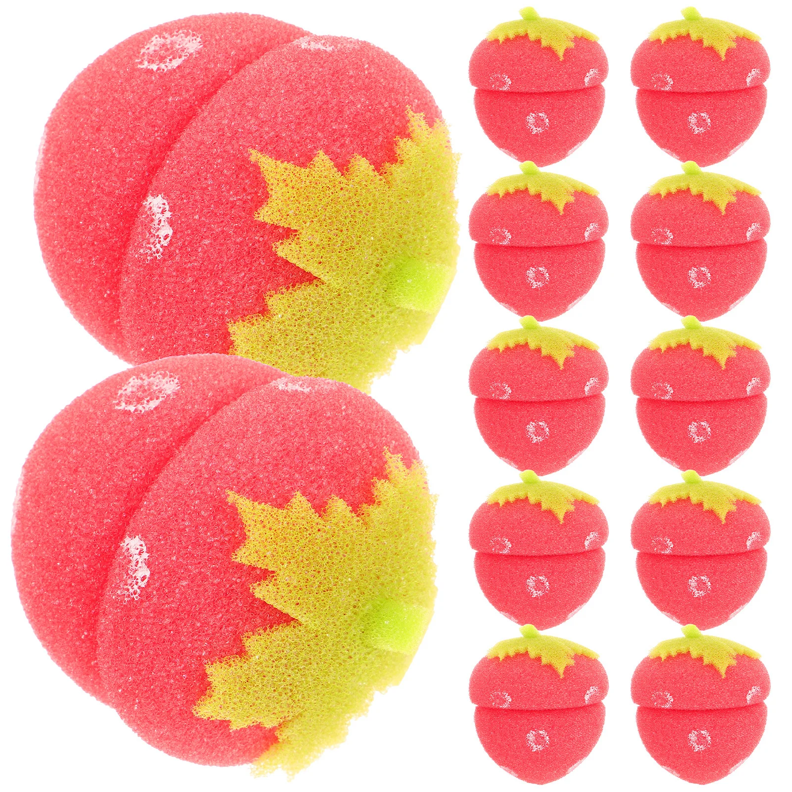 12 قطعة شكل الفراولة الإسفنج بكرو الشعر الأحمر لينة تنفس بكرات لراحة عشية وضحاها الشباك الإسفنج بكرو الشعر #5
