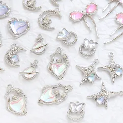 6pcs Sweet Cool Wind Ins Water Ripple Star Moon Pendant DIY Handmade Jewelry Bracelet Necklace Ear Accessories Materials Charms