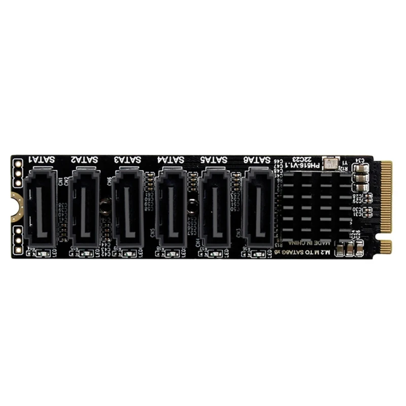 6-Port M.2 PCIE Riser Card M2 NVME To Sata3.0 Expansion Card ASM1166 6 GB/S