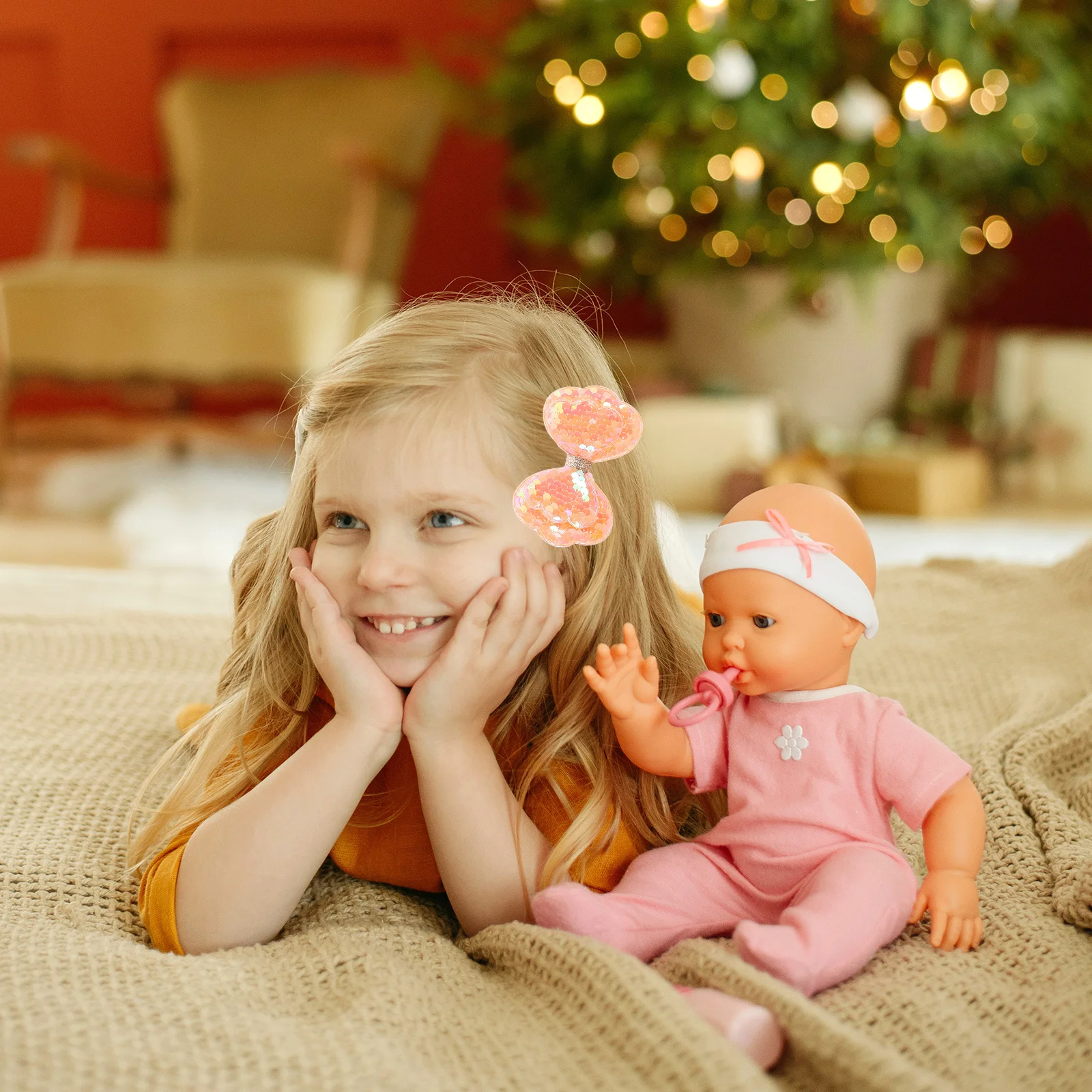 

Набор из 6 заколок для волос с блестками и бантиками, милые аксессуары для волос для девочек, декоративные заколки для дня рождения, заколка-бантик для девочки