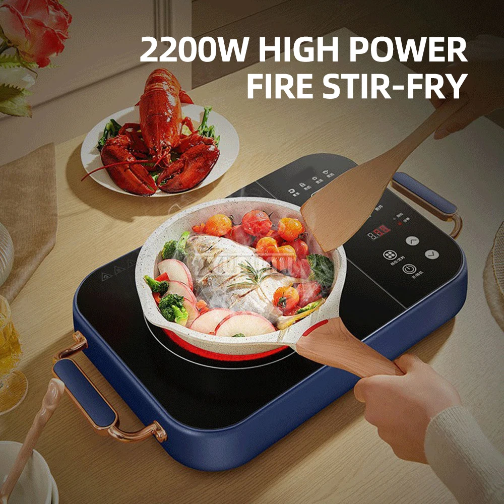 2200W High Power Electric Ceramic Stove Household 9 Gear Heating Multifunctional Kitchen Induction Cooker