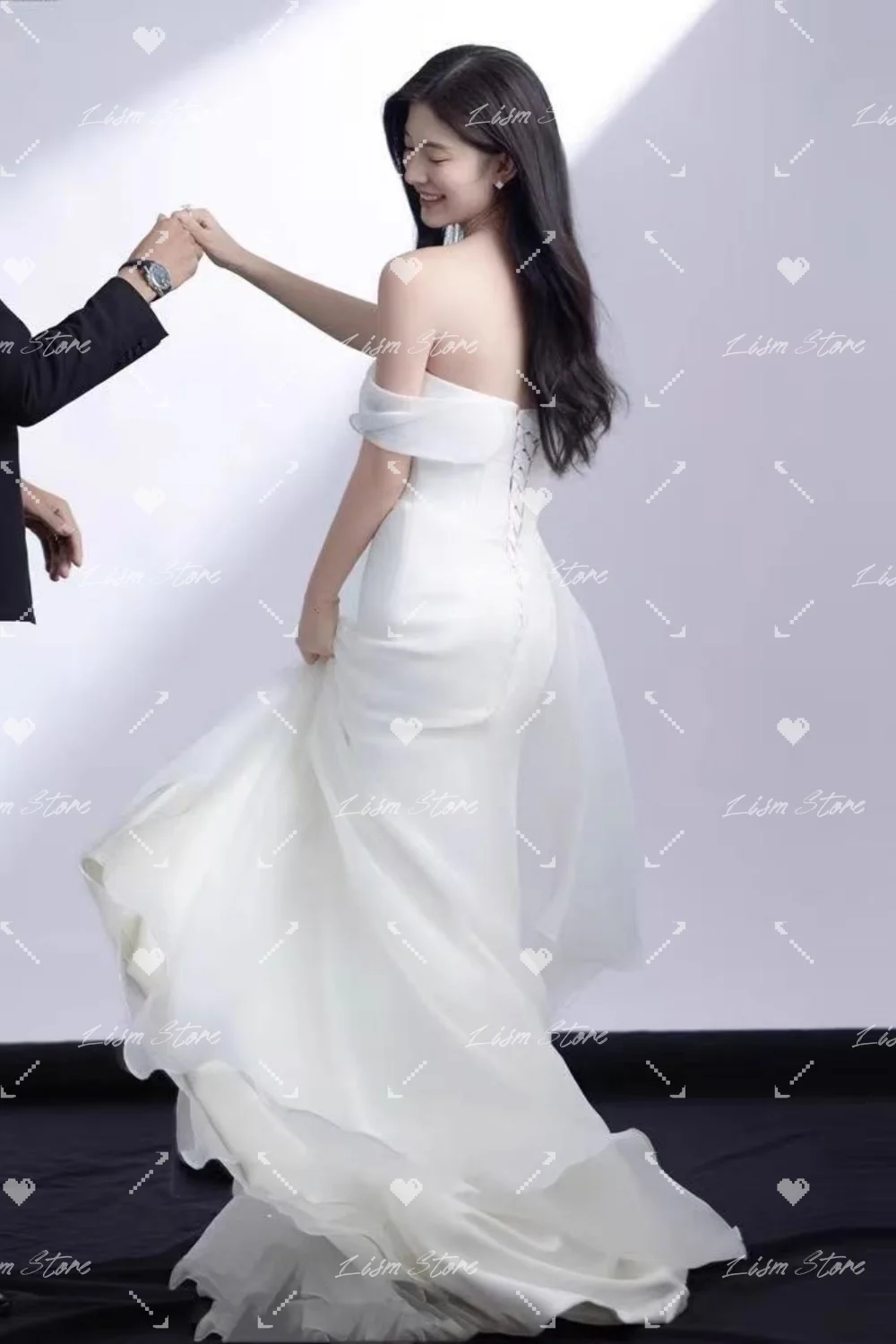 Lism Graceful Sleeveless Strapless Wedding Dresses A-line Sweep Train Korea Wedding Dress Photo Shoot 웨딩드레스 2026 Customized