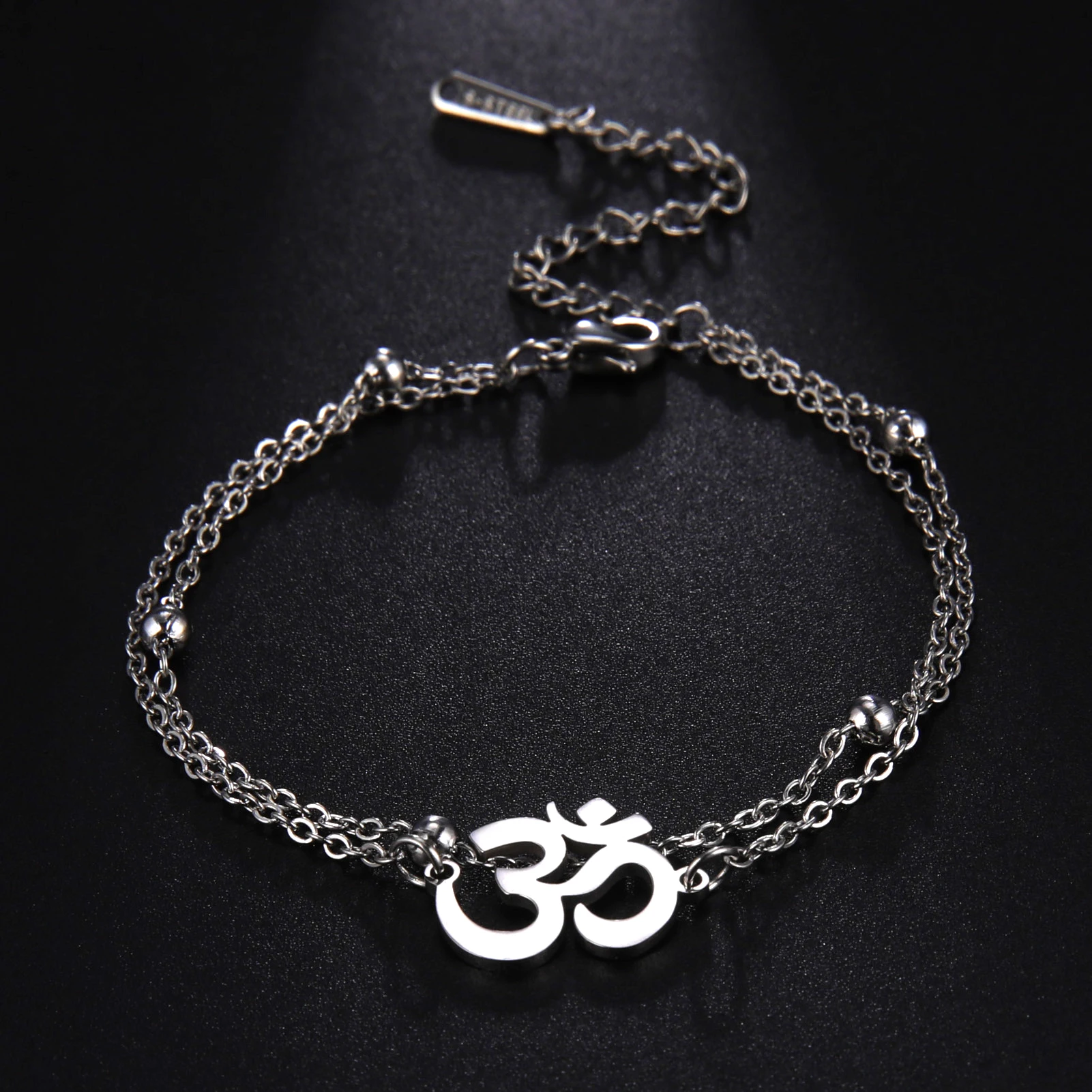 Buddha Hindu Yoga Om Pendant Bracelet Stainless Steel Adjustable Fashion Charm Anklet Trendy for Women Men Jewelry Festival Gift