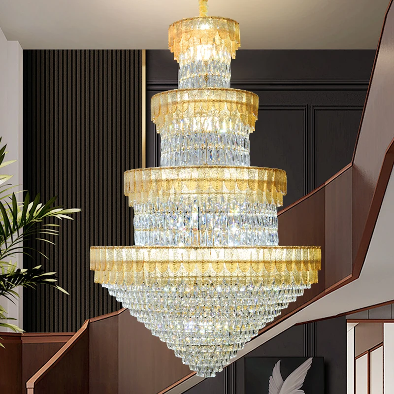 Decorative Lighting Modern Crystal Large Chandelier Hotel Lobby Luxury Design Living Room Chandelier for Staircase Villa