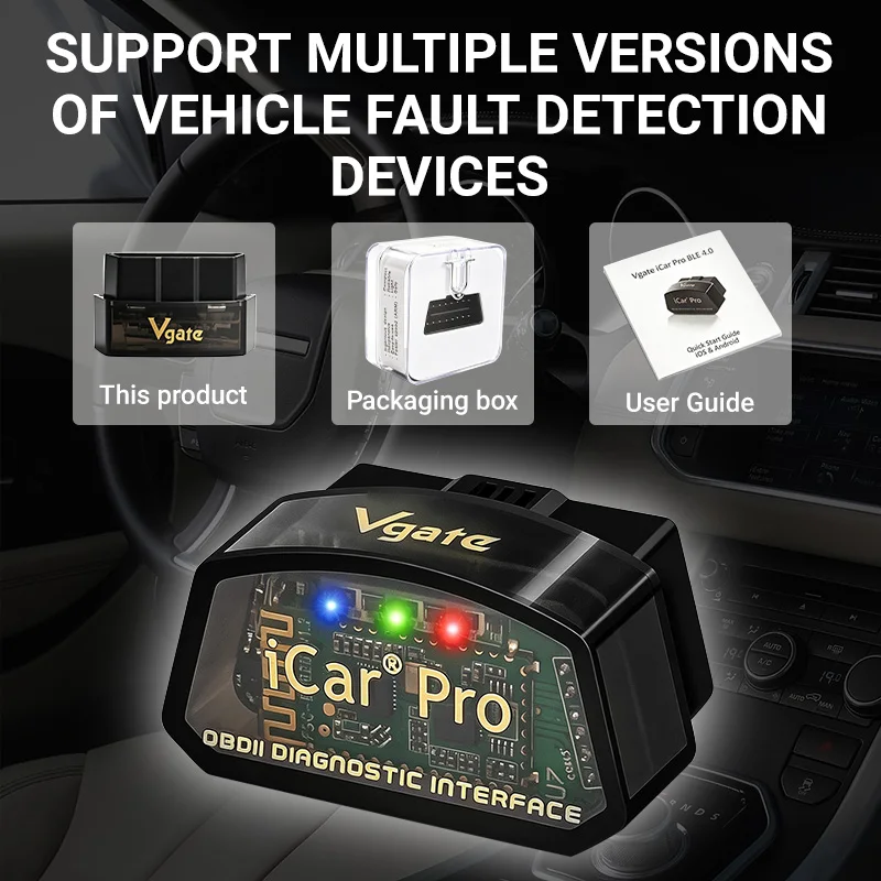 Vgate ICar Pro OBD2 Diagnostic Adapter, Bluetooth/Wifi OBDII Scanner, Car Fault Code Reader Real Time Vehicle Data Monitor