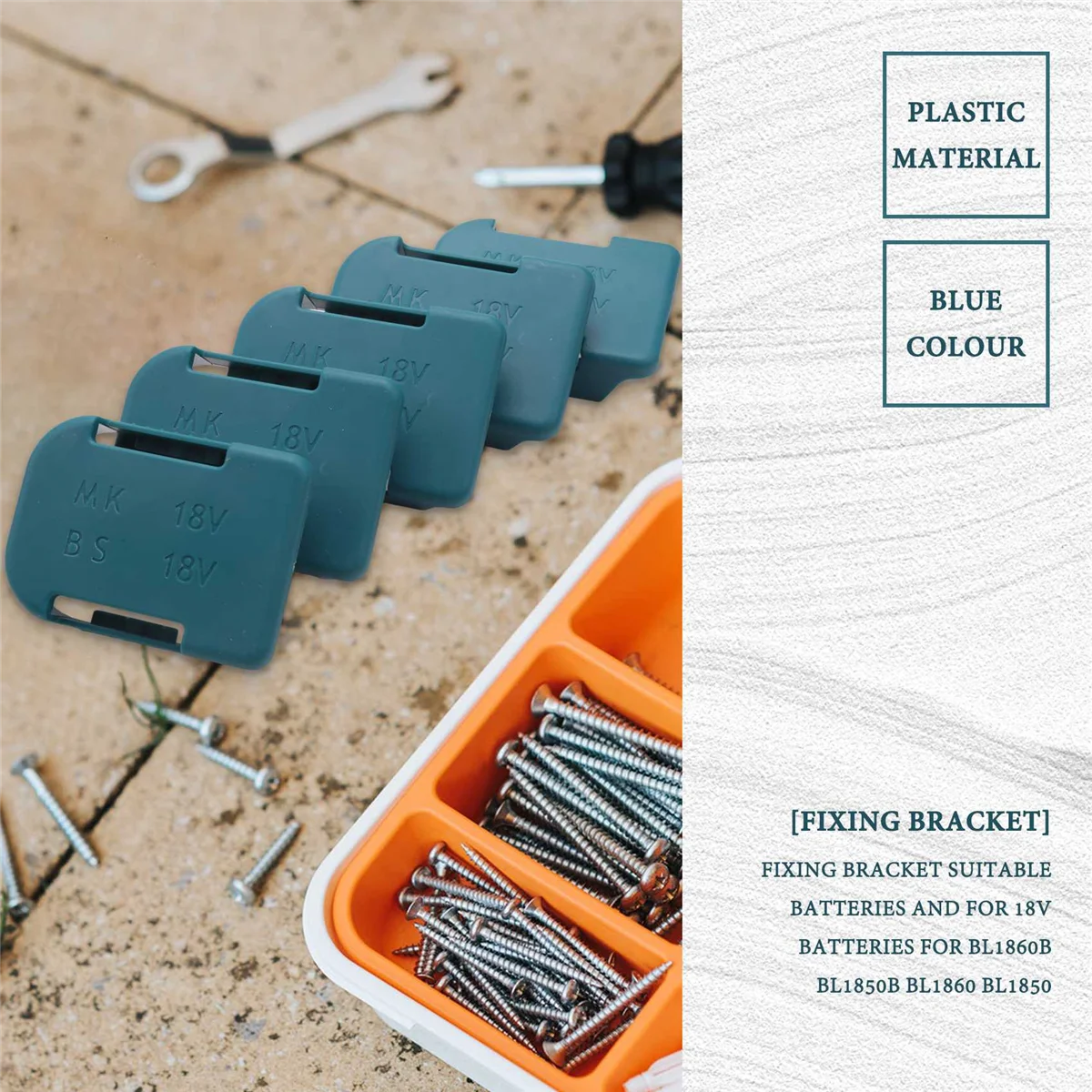 5Pcs Battery Storage Rack Battery Holder Case for Makita 18V Fixing Devices(Blue) HOT