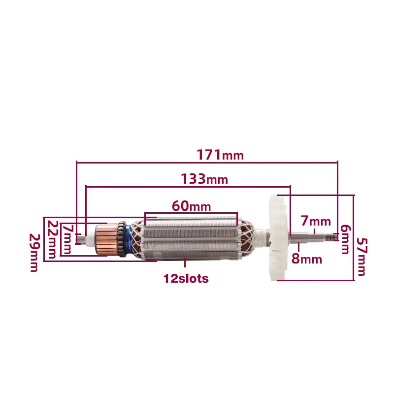 Imagem -02 - Ferramentas Elétricas Peças Armadura para Dewalt Dwe8100s Dwe8100t Dwe8110s Ângulo Moedor Armadura Rotor Âncora Acessórios Substituição