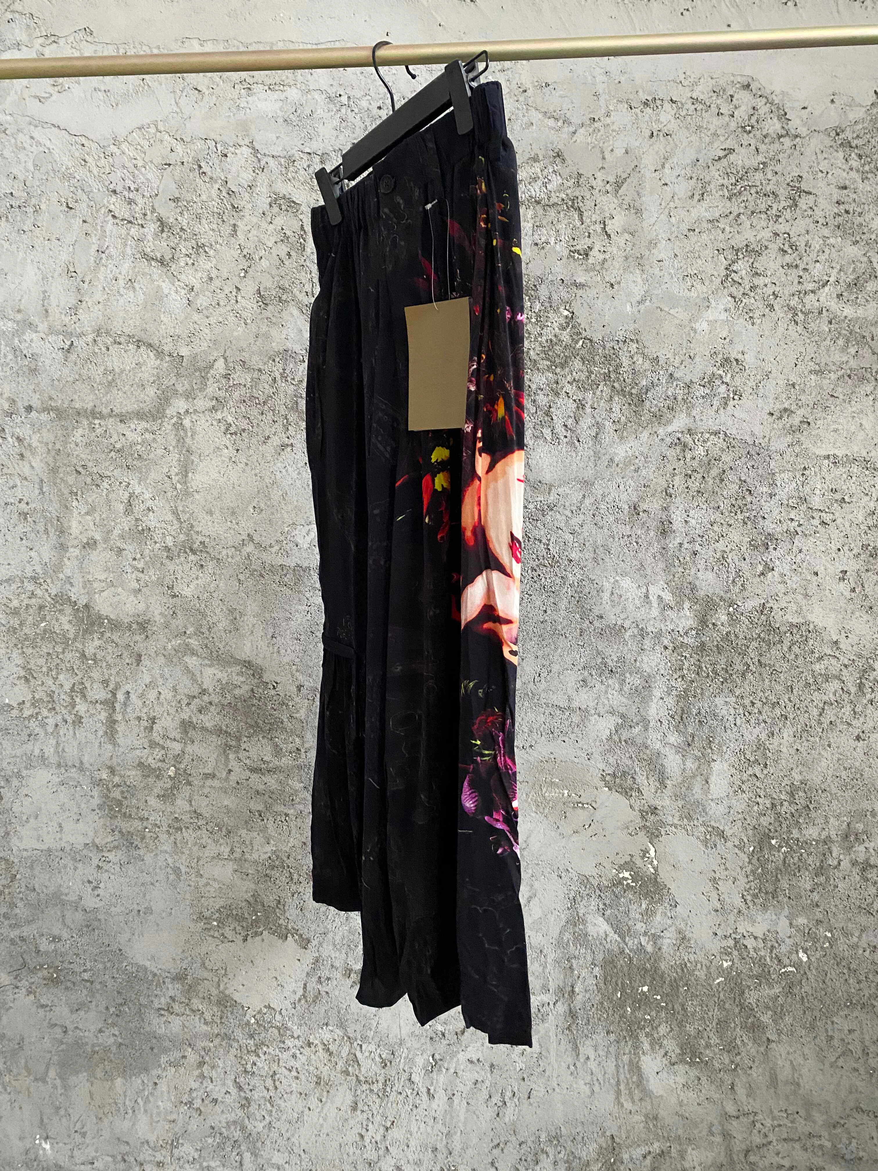 TOP-YAMAMOTO floral dark-patterned wide-leg pants  Dark Crow pants