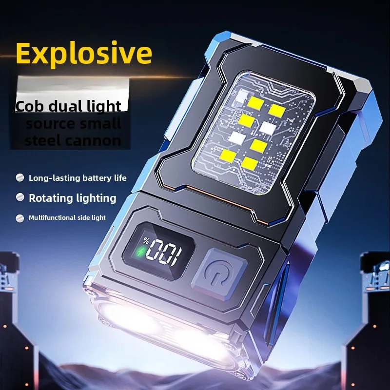 MINI USB Rechargeable LED Flashlight Portable Tail Magnet Work Light Super Bright Camping Lantern Side COB Emergency Torch Light