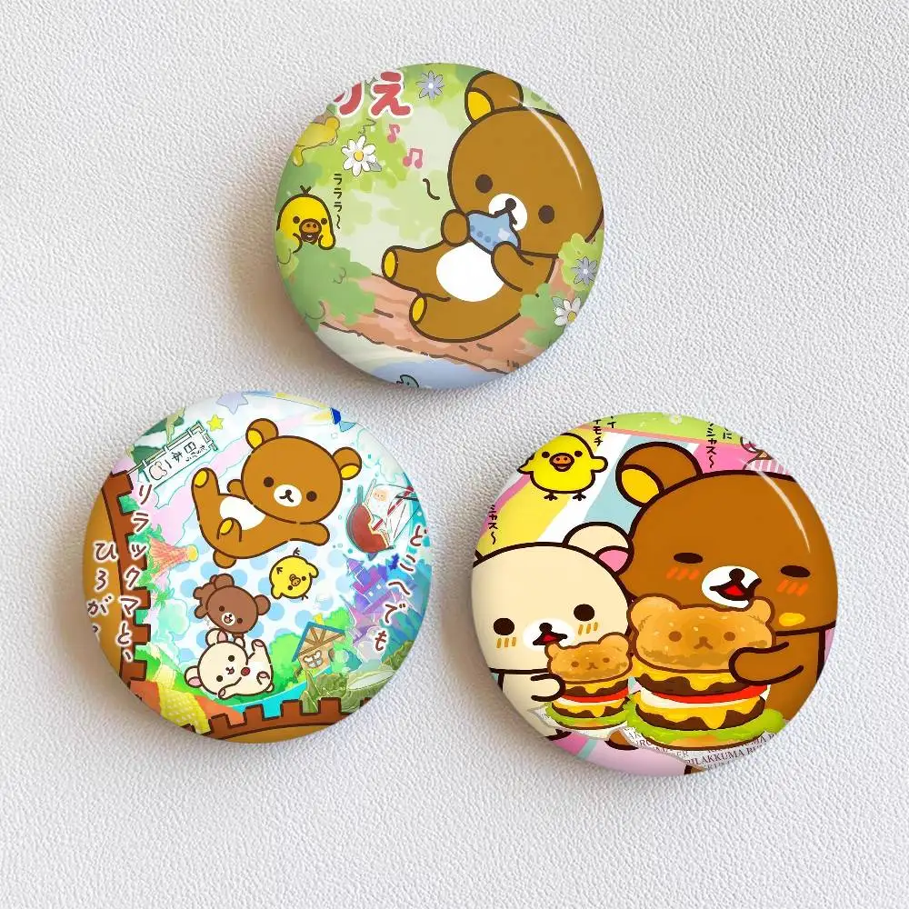 Anime Cute Cartoon R-Rilakkuma Anime Button Pin Handmade Brooch For Clothes Cartoon Badge Backpack Decoration Accessories