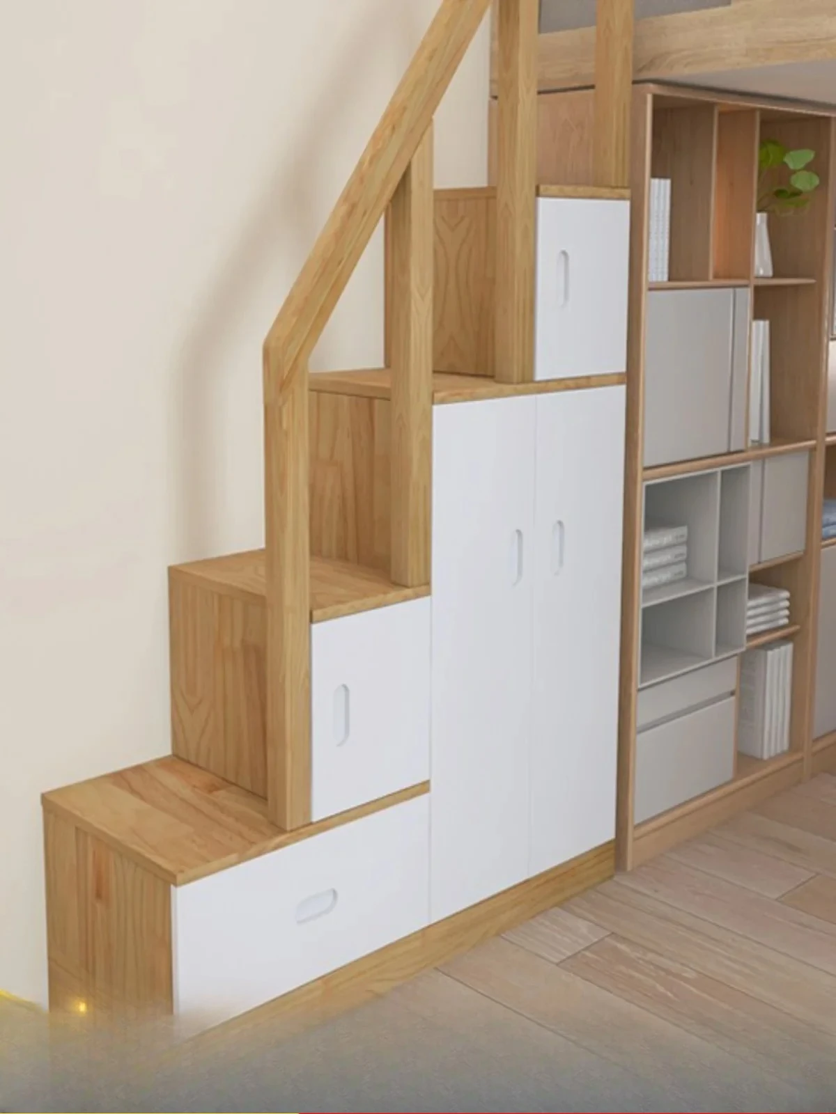 

Solid wood ladder cabinet Indoor staircase cabinet Upper and lower bed staircase cabinet Solid wood be
