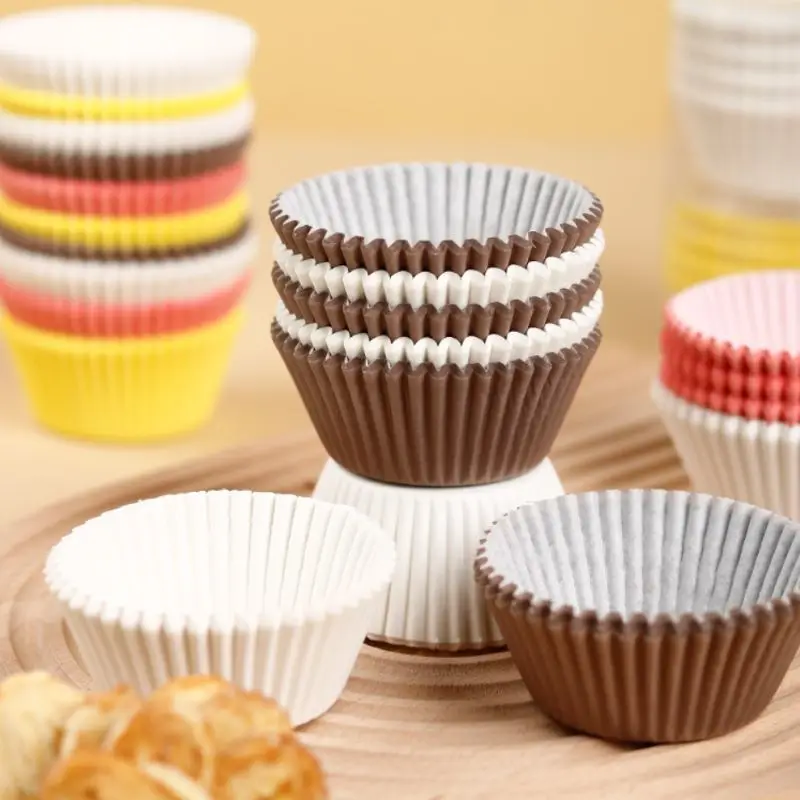 100pcs Disposable Muffin Cups Egg Tart Molds Heat Resistant Cupcake Cups Thickened Paper Cupcake Liners Tart Molds Baking Tools