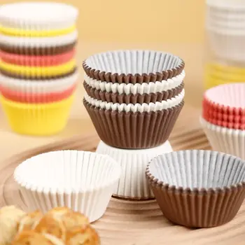 100pcs Disposable Muffin Cups Egg Tart Molds Heat Resistant Cupcake Cups Thickened Paper…