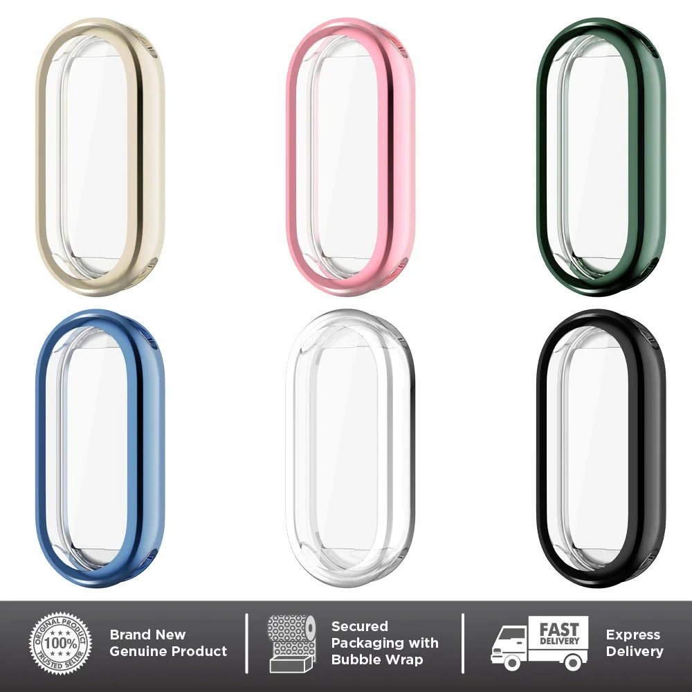 Funda protectora suave de TPU para Xiaomi Mi Band 8, carcasa protectora de pantalla completa, fundas chapadas en parachoques para reloj inteligente Mi Band 8