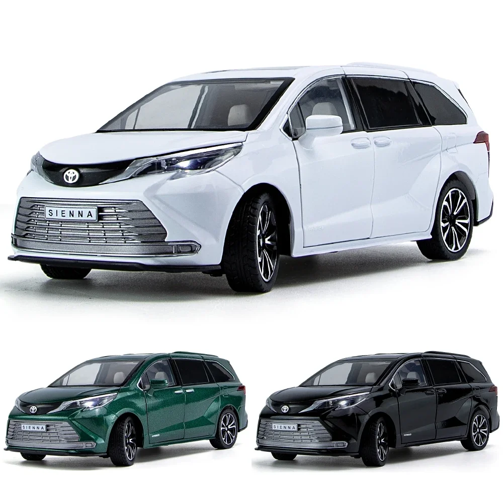 

1:24 TOYOTA SIENNA MPV Van Diecast Toy Car Model Miniature Pull Back Sound & Light Doors Openable Collection Gift For Boy Kid