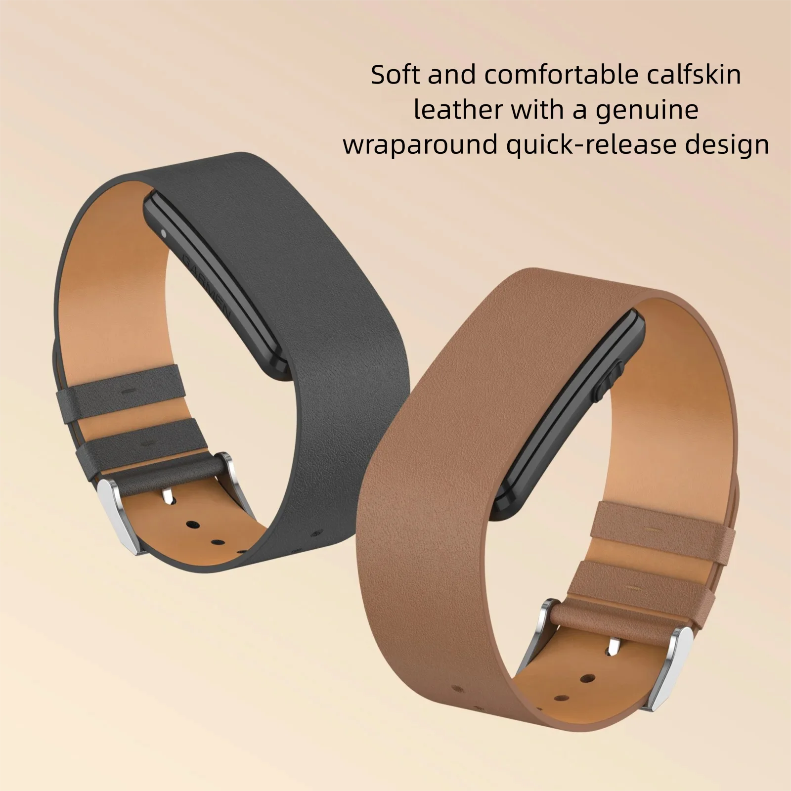 Pasek Garmin CIRQA kompatybilny, skórzany, miękki, wygodny, z szybkim mechanizmem zwalniającym, zintegrowany z oryginalnym etui. — zdjęcie produktu 4