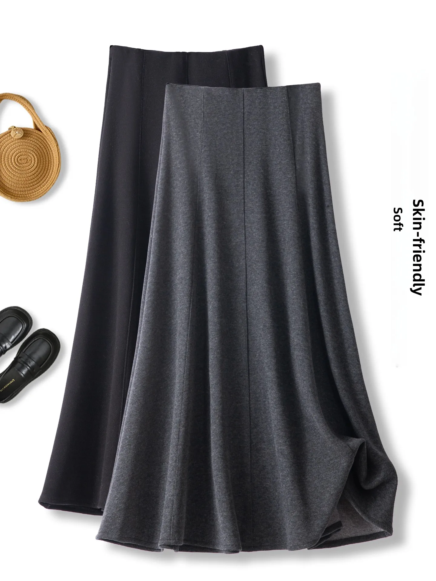 

Женская шерстяная юбка миди А-силуэта с высокой талией, осенне-зимняя, новая модель, расклешенная, стройнящая, в корейском стиле, для повседневной носки