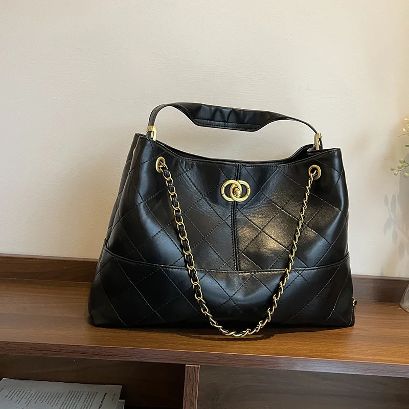 

2026 Korean Style New Large Capacity Chain Bag Women's Fashion Commuting Bag High-Quality Textured Shoulder Crossbody Bag Tote