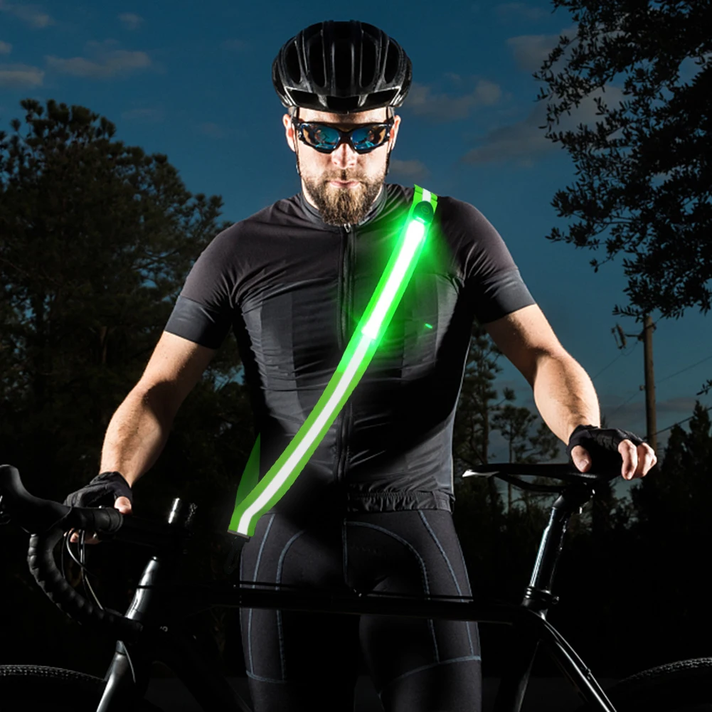 USB Rechargeable LED Reflective Belt Sash High Visibility LED Reflective Belt Safety Reflective Running Gear for Night Running