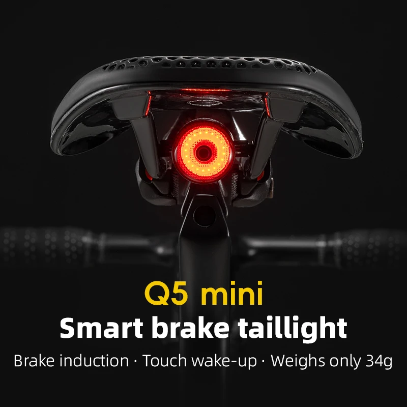 

ROCKBROS Smart Brake Rear Light Vibration Sensing Bike Taillight Aluminum Type-C MTB Road Warning Bicycle Cycling Tail Light