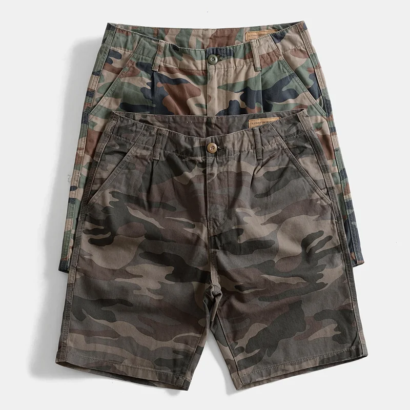 

Men's Vintage Style Camouflage Work Shorts- Heavy Duty, Breathable Cotton Fabric for Summer Comfort