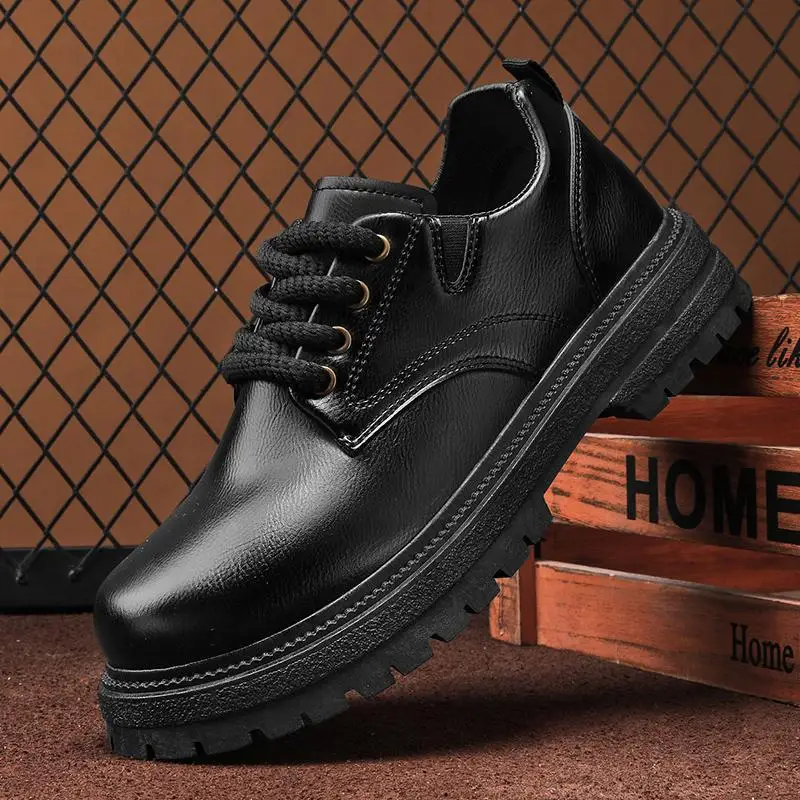 Men Casual Leather Business Tooling Shoes Comfy Thick Bottom Italian Male Shoes Antiskid Outdoor Oxford Shoes