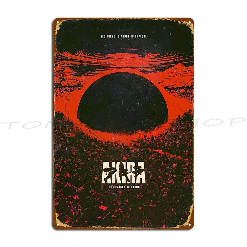 Akira Cyberpunk City Explosion Poster Red Metal Plaque Wall Mural Club Bar Party Garage Designer  Tin Sign Poster