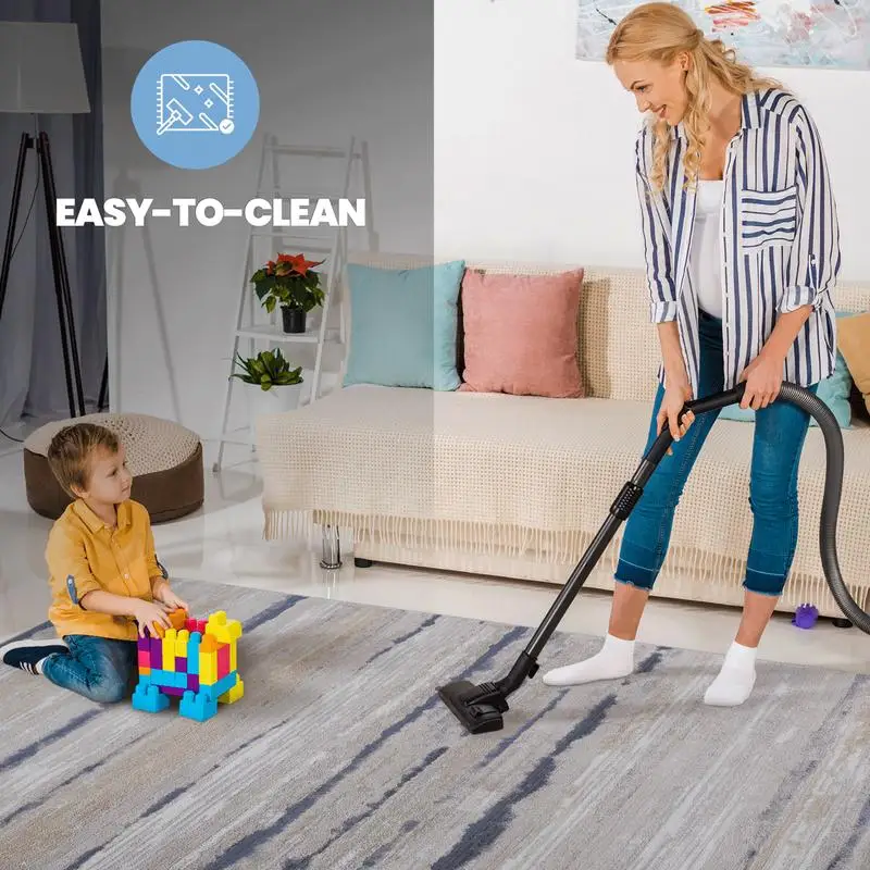 سجادة منطقة غير قابلة للتساقط مخططة باللون الأزرق العاجي 5X7 لغرفة المعيشة وغرفة النوم وتناول الطعام والمكتب المنزلي أنيقة مقاومة للبقع #5