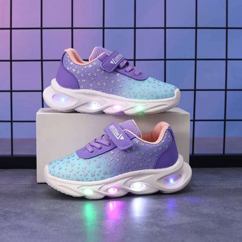 

2025 Autumn Children's LED Light Shoes Mesh Breathable Running Shoes for Boys and Girls Baby Kid's Casual Sports Shoes