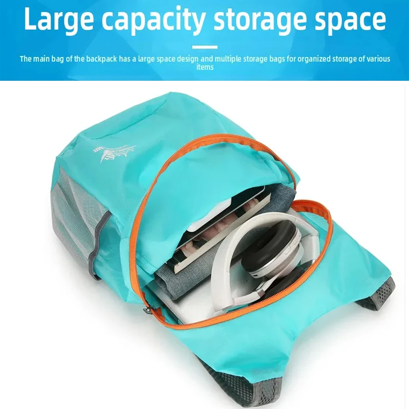 حقيبة ظهر للمشي لمسافات طويلة بسعة كبيرة في الهواء الطلق خفيفة الوزن وقابلة للطي للسفر وحقيبة يومية مقاومة للماء وقابلة للطي للجنسين